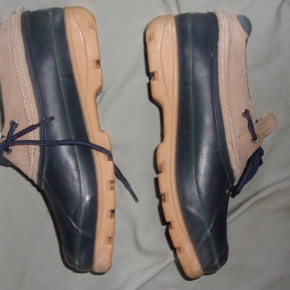 size 10 womens shoes rubber rain work boots blue ten gently used - Picture 4 of 6